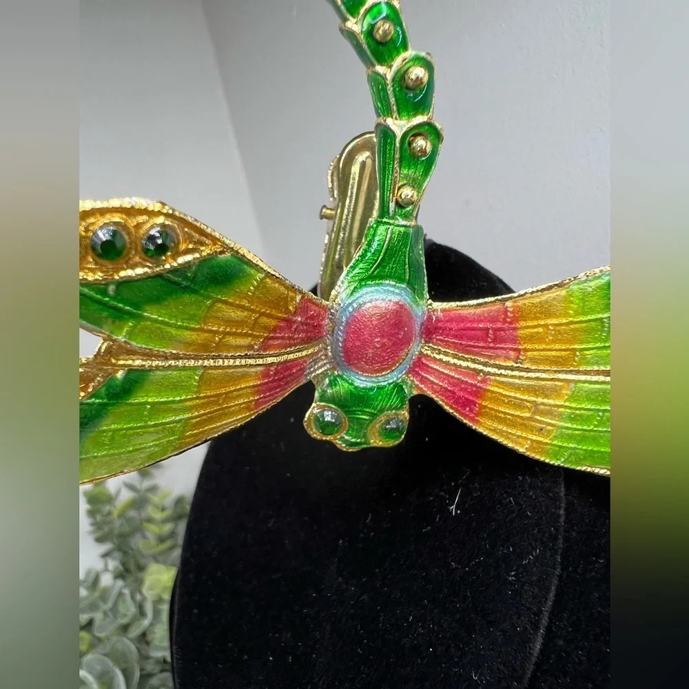 Vintage Chinese Cloisonné Enamel Articulated Dragonfly Pendant/Ornament